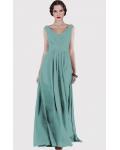 V-neck Natural Chiffon Floor-length A-line Bridesmaid Dresses