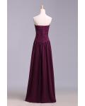 Simple Sweetheart Sleeveless Ruching Floor length Long Chiffon Bridesmaid Dress