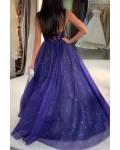 Exquisite V-neck Ball Gown Shining Regency Tulle Prom Dress