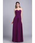 Simple Sweetheart Sleeveless Ruching Floor length Long Chiffon Bridesmaid Dress