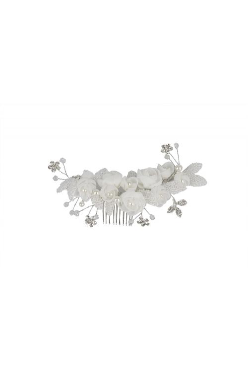 Exquisite Ivory Wedding Hair Accessories With Pearl Flowers 18CM 