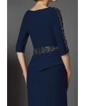 Designer V-neck 3/4 Length Sleeves Beading Sweep/Brush Train Long Cocktail Dresses