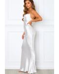  Sheath/Column Spaghetti Straps Sleeveless Floor-length Long Charmeuse Bridesmaid Dress