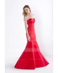 Simple Mermaid Strapless Long Satin Prom Dress