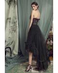  A-line Strapless Sleeveless Feathers Lace Asymmetrical/High Low Long Prom Dress