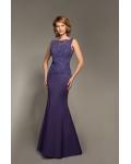 Bateau Neck Sequin Beaded Lace Bodice Sheath Long Satin Mother of the Bride Dress 