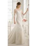 3/4 Sleeved Patterned Fit Flared Lace overay Tulle Wedding Dress 
