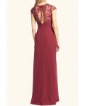 Boho Vintage Backless Long Burgundy Chiffon Bridesmaid Dress