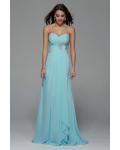 Empire Strapless A-line Long Light Sky Blue Chiffon Prom Dress with Beading 