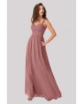  A-line Shoulder Straps Sleeveless Ruffles Floor-length Long Chiffon Bridesmaid Dresses with Pockets