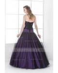 Vintage Inpsired Ball Gown Strapless Lace Long Eggplant Prom Dress