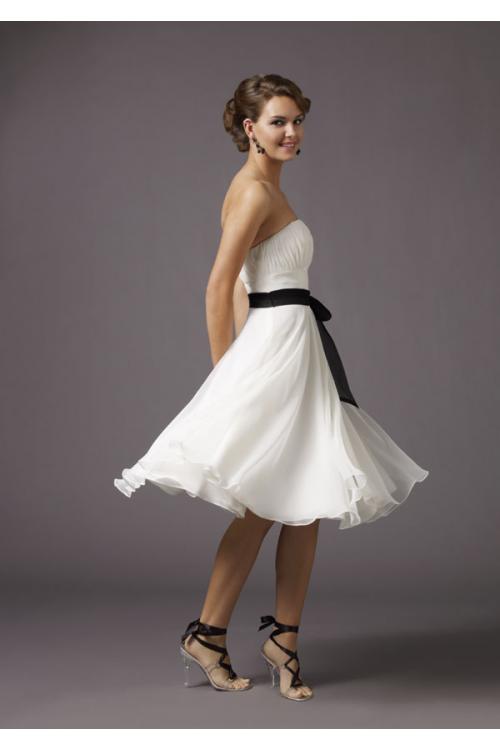 Nectarean A-line Strapless Ruching Knee-length Chiffon Bridesmaid Dresses 