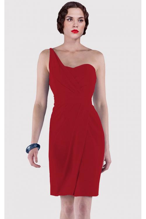 Sheath Natural Sleeveless Knee-length One Shoulder Bridesmaid Dresses