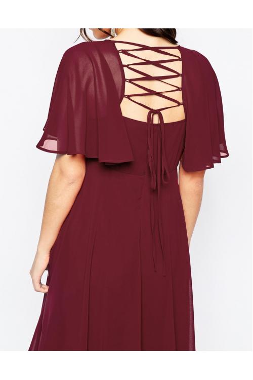 Short-Sleeve Maternity Lace-up Zippered Back Short Chiffon Dresses