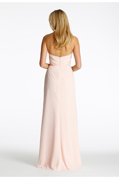 Hot Sale Blush Pleated Bodice Slim A-line Chiffon Bridesmaid Dress with Belt 