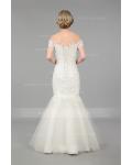  Mermaid Off-the-shoulder Short Sleeve Lace Sweep/Brush Train Wedding Dresses