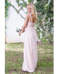 Sleeveless One Shoulder Pleated Long Chiffon Boho Bridesmaid Dress