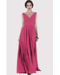 V-neck Natural Chiffon Floor-length A-line Bridesmaid Dresses