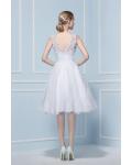 V Neck Sleeveless Short Lace Patterns Wedding Dress 
