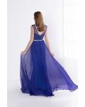 Royal Blue Sleeveless Beading A-line Long Chiffon Prom Dress 