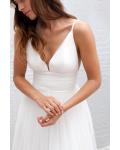 Informal Shoulder Straps Backless Tulle Beach Wedding Dress 