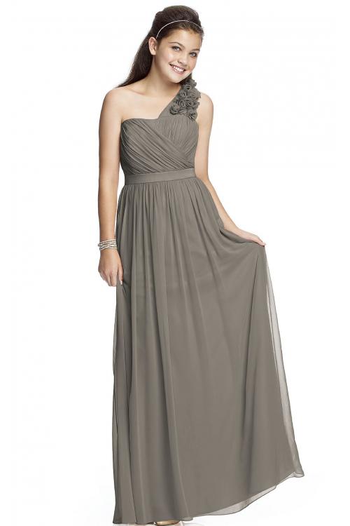 One Shoulder A-line Natural Chiffon Zipper Bridesmaid Dresses