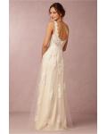 Sleeveless Illusion Bateau Neck Lace Bodice Frorla Lace Patterns Tulle Wedding Dress 