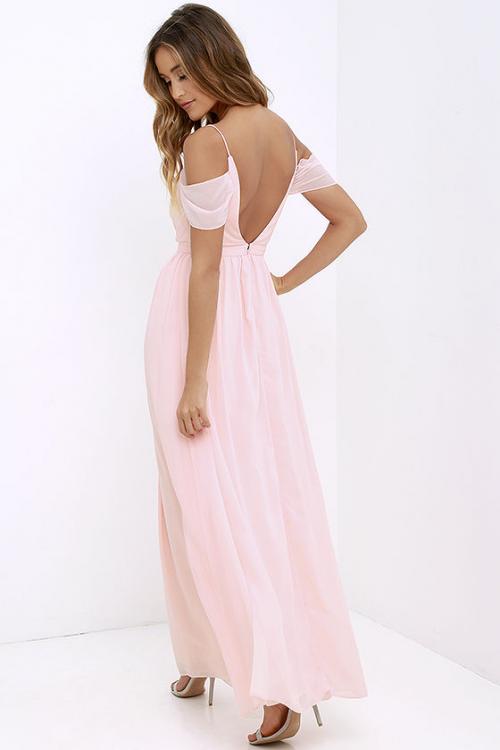 Spaghetti Straps Pleated Long Chiffon Bridesmaid Dress 