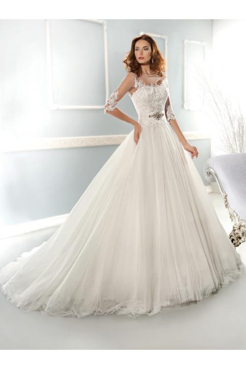 Elegant Ball Gown Bateau Beading&Sequins Lace Chapel Train Tulle Wedding Dress