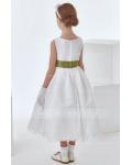 Simple A-line Sleeveless Bow(s) Sashes/Ribbons Tea-length Long Lace Communion Dresses