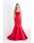 Simple Mermaid Strapless Long Satin Prom Dress