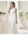 Simple Sheath/Column One Shoulder Hand Made Flowers Sweep/Brush Train Chiffon Wedding Dresses 