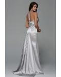 Halter Neck Split Long Stretch Satin Evening Dress 