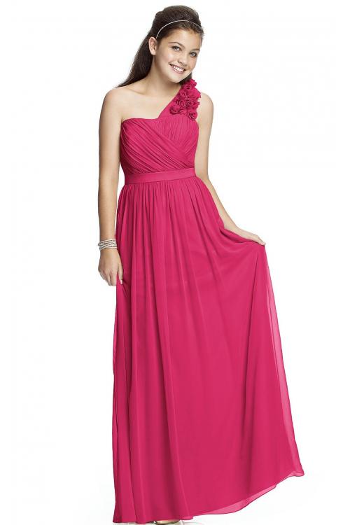 One Shoulder A-line Natural Chiffon Zipper Bridesmaid Dresses