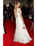 Elegant Empire Shoulder Straps Long Pleatded Chiffon Prom Dress 