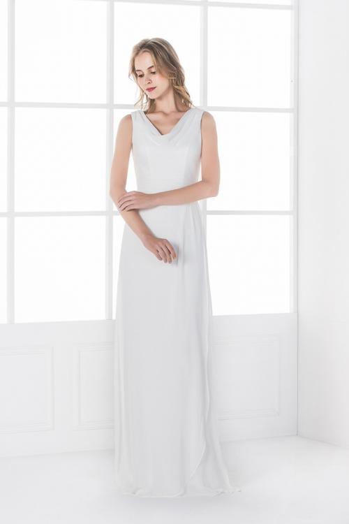  A-line V-neck Sleeveless Floor-length Beach Wedding Dresses