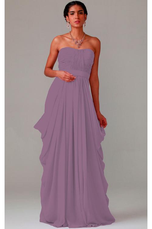 Zipper Chiffon Floor-length Strapless A-line Bridesmaid Dresses