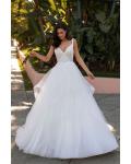  Ball Gown Shoulder Straps Sleeveless Sweep/Brush Train Long Tulle Wedding Dresses with Sash