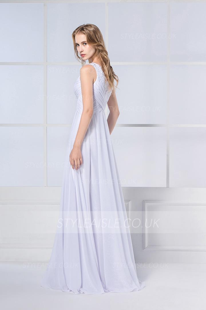  A-line One Shoulder Beading Sweep/Brush Train Chiffon Wedding Dresses 