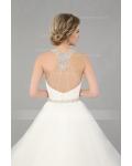 Sparkly Beaded Spaghetti Straps Long A-line Cascading Organza Ivory Wedding Dress