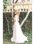 Casual Flutter Sleeved Lace Decorated Chiffon Vintage Wedding Dress 
