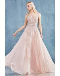 Elegant A-line Sleeveless Beading Floor-length Long Chiffon Prom Dress