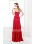 Red Long Pleated A-line Sweetheart Chiffon Beach Bridesamid Dress
