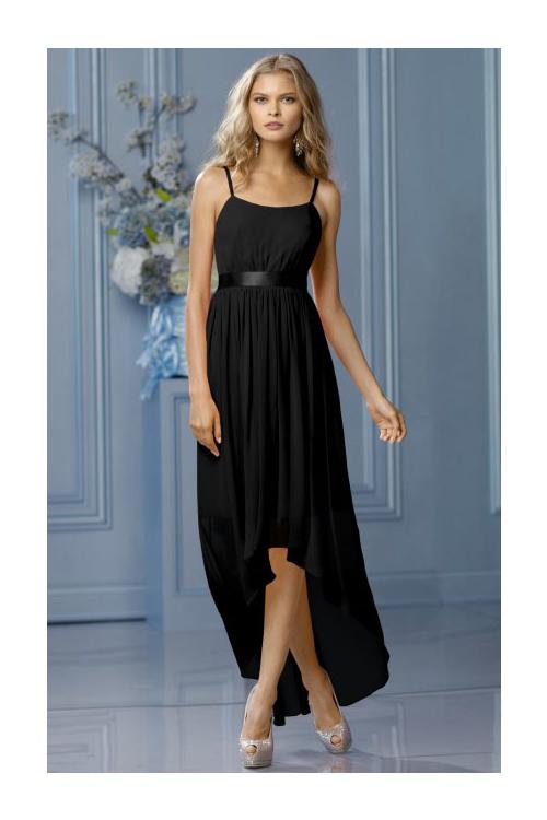 High Low Natural None A-line Sleeveless Chiffon Bridesmaid Dresses