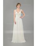 SHoulder Straps Informal Casual Long A-line Ivory Chiffon Wedding Dress