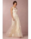 Sleeveless Illusion Bateau Neck Lace Bodice Frorla Lace Patterns Tulle Wedding Dress 
