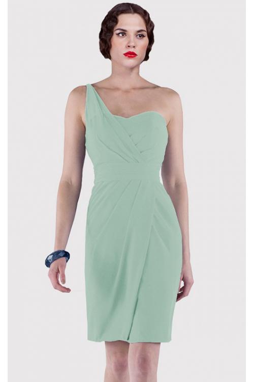 Sheath Natural Sleeveless Knee-length One Shoulder Bridesmaid Dresses