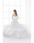 Simple A-line Sweetheart Beading&Crystal Ruching Sweep/Brush Train Satin Wedding Dresses