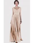 V-neck Natural Chiffon Floor-length A-line Bridesmaid Dresses