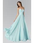 Elegant Strapless Sweetheart Pleated Long Chiffon Bridesmaid Dress with Ribbon 